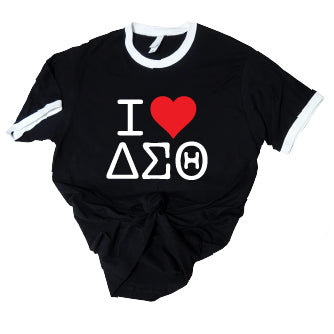 Etsy Short Sleeve I Heart DST Ringer TShirt