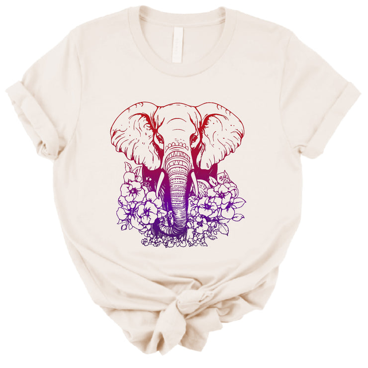 Short Sleeve Elephant and Violets Tee