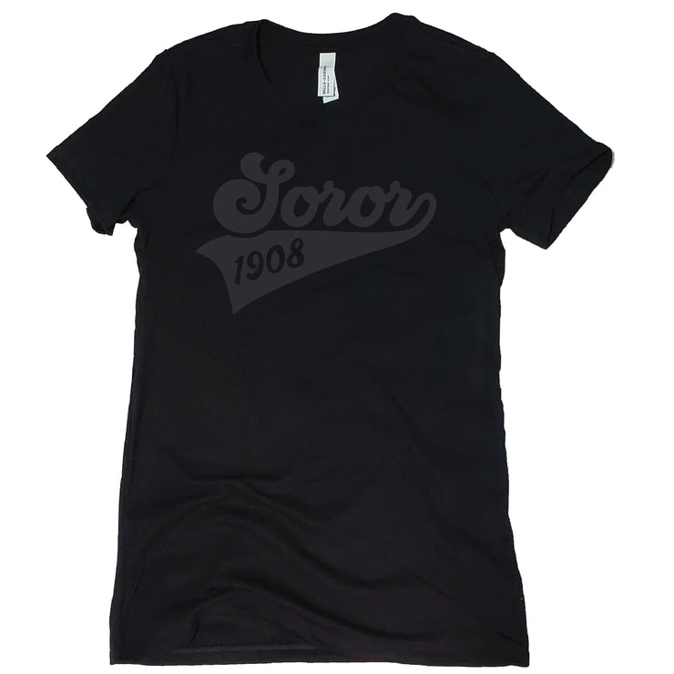 Short Sleeve Tonal Puff Soror Banner 1908 Tee