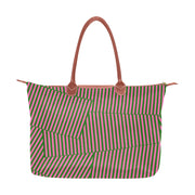 Pink and Green Patch Stripe Hobo Tote