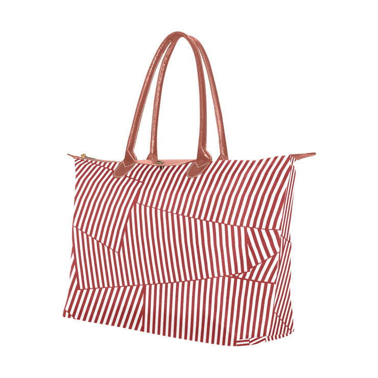 Red and White Patch Stripe Hobo Tote