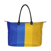Limited Edition Blue and Gold Tonal Stripe Hobo Tote