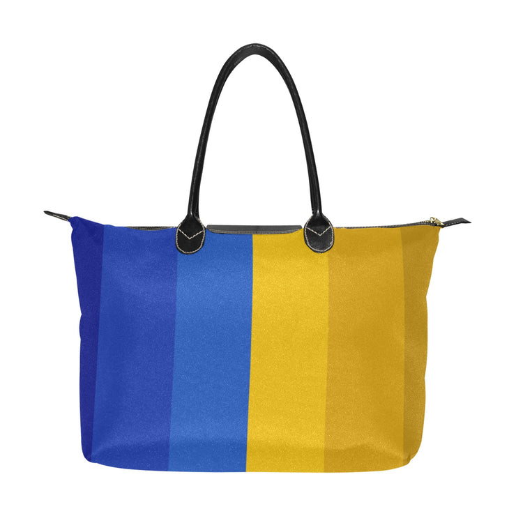 Limited Edition Blue and Gold Tonal Stripe Hobo Tote