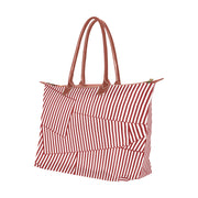Red and White Patch Stripe Hobo Tote