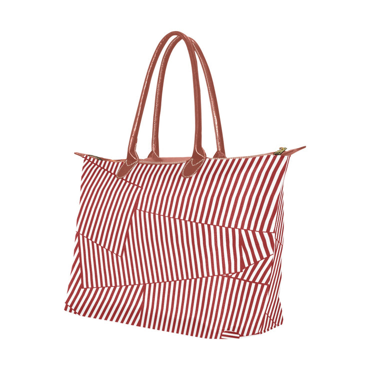 Red and White Patch Stripe Hobo Tote