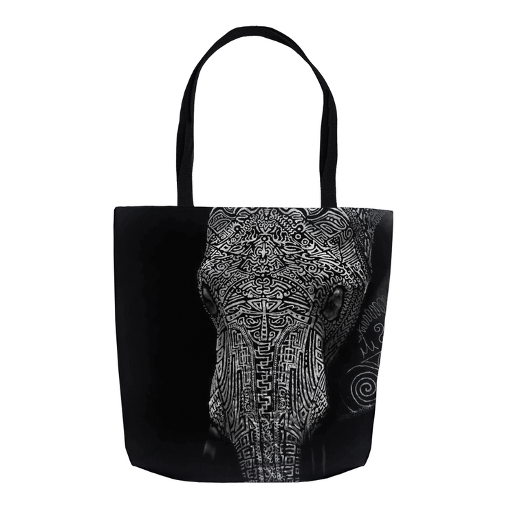 G Black Abstract Elephant Tote