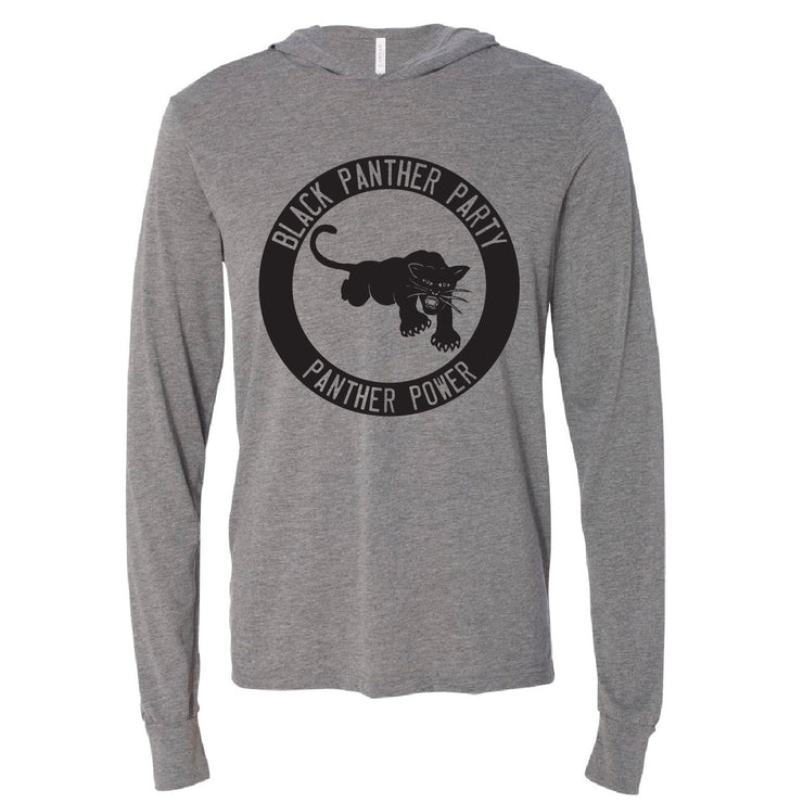 Long Sleeve Black Panther Party Logo Hooded Tshirt