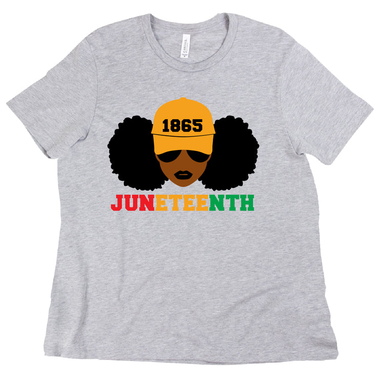 Short Sleeve J19 Grey Afro Puff Ladies Tee