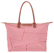 Red and White Patch Stripe Hobo Tote