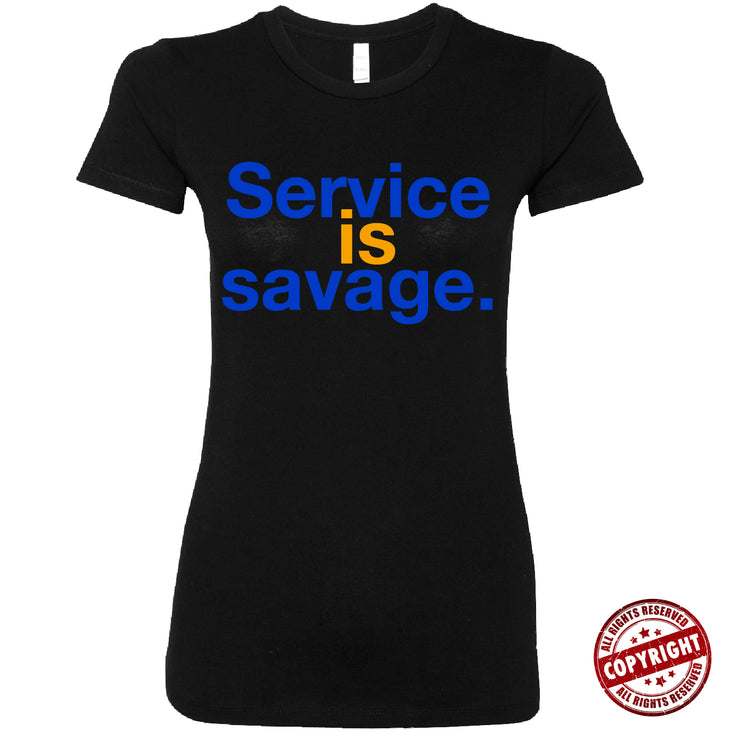 Short Sleeve Blue and Gold Service is Savage Tee