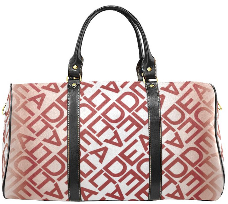 Square Delta White Red Duffel Bag