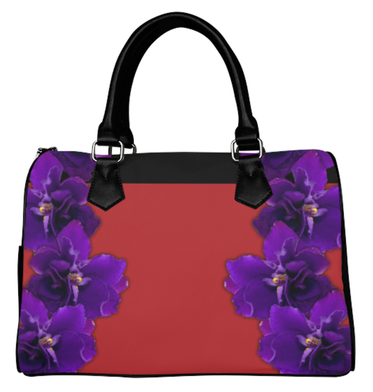 Color Block Violet Boston Bag