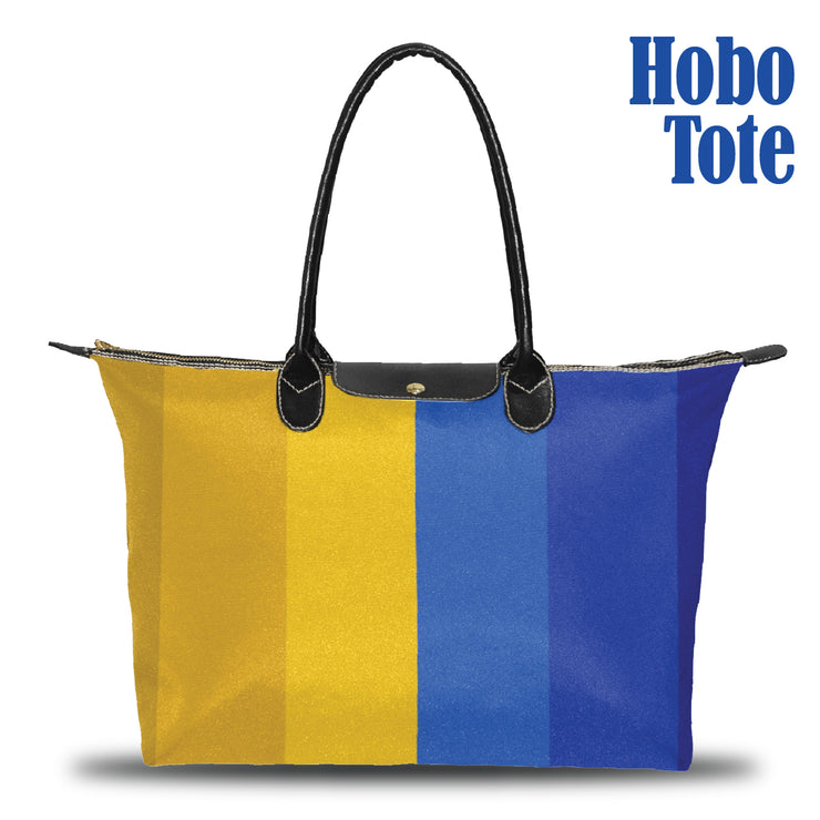 Limited Edition Blue and Gold Tonal Stripe Hobo Tote