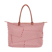 Red and White Patch Stripe Hobo Tote