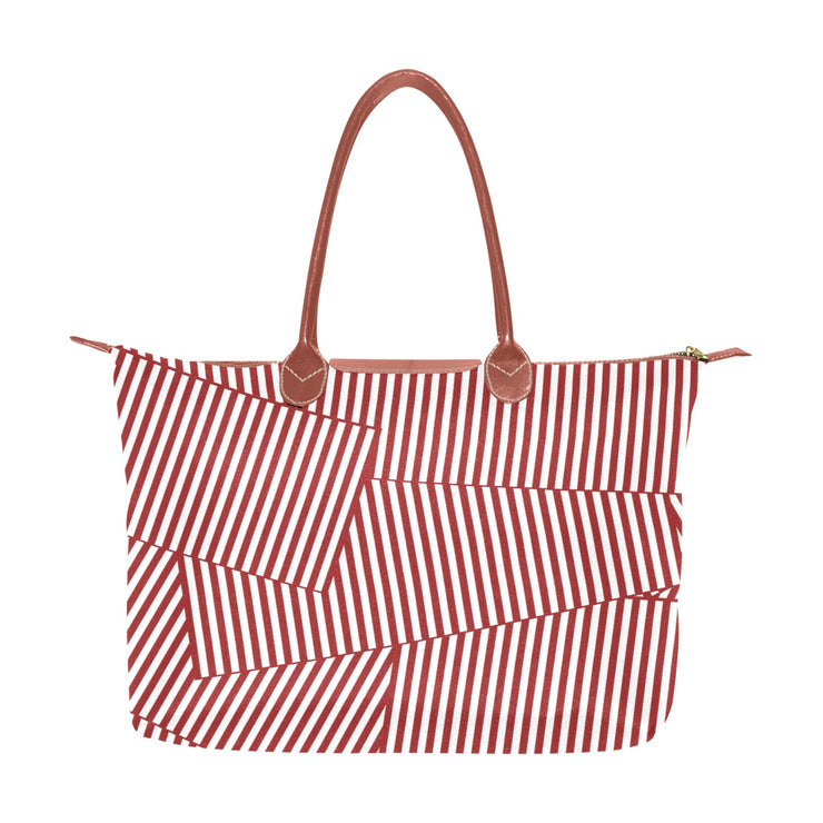 Red and White Patch Stripe Hobo Tote