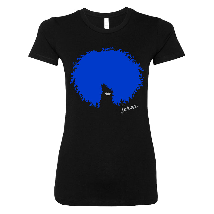 Short Sleeve Blue and White Afro Soror Tee