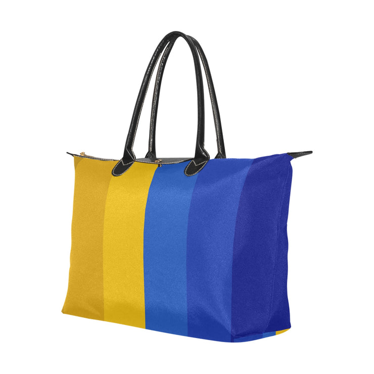 Limited Edition Blue and Gold Tonal Stripe Hobo Tote