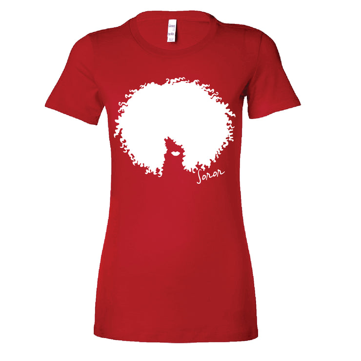 Short Sleeve Red and White Afro Soror Tee
